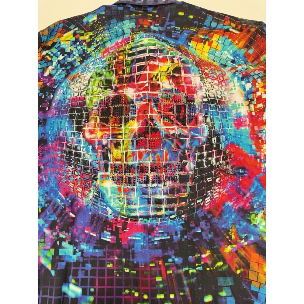 NWT Robert Graham DISCO SKULL Embroidered Sequined Disco Ball Shirt 3XL $328 - Picture 12 of 16